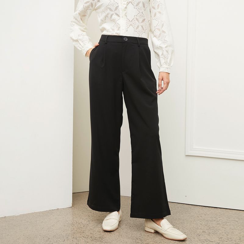 BASEMENT - Pantalón Recto Medio Alto Mujer Basement