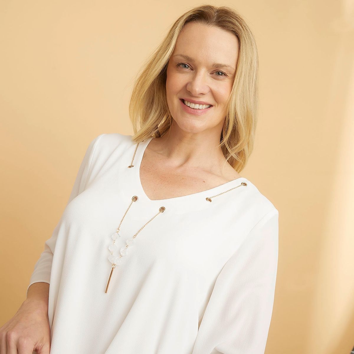 S COCCI - Blusa S.Cocci Casual Manga 3/4 Cuello En V Mujer Lisa