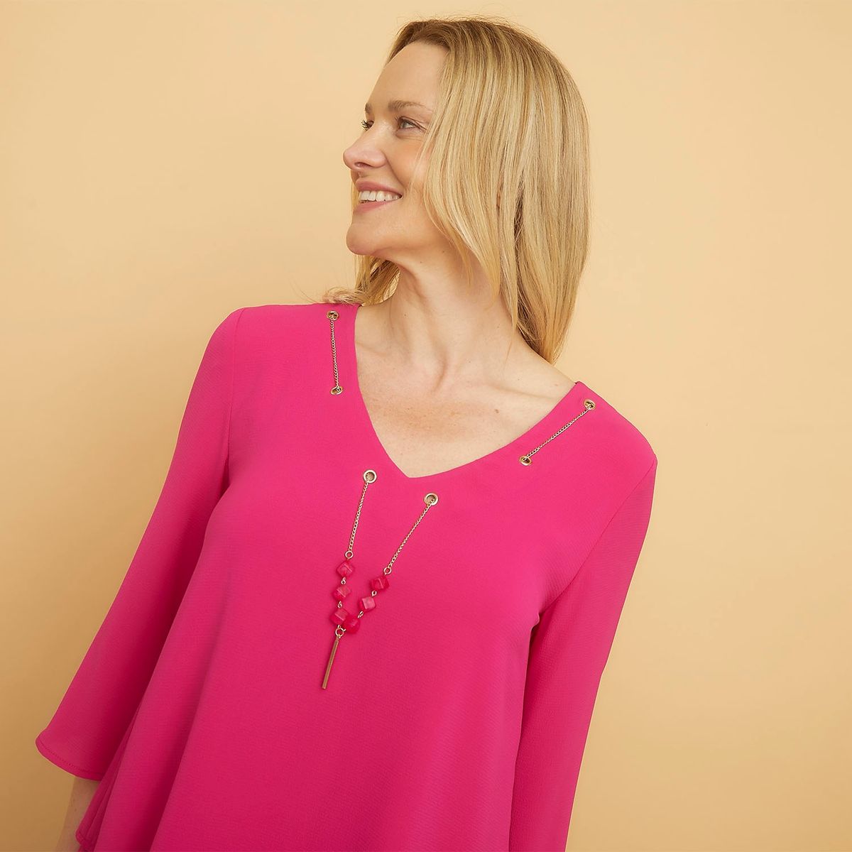 S COCCI - Blusa S.Cocci Casual Manga 3/4 Cuello En V Mujer Lisa