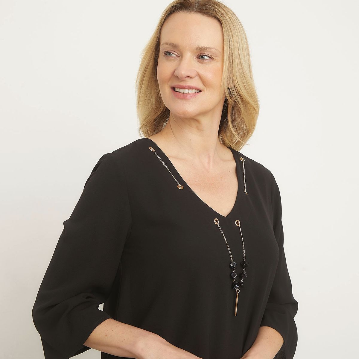 S COCCI - Blusa S.Cocci Casual Manga 3/4 Cuello En V Mujer Lisa