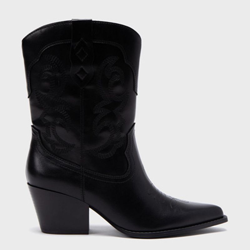 BASEMENT - Botines Vaqueros Mujer Basement Taco Medio Punta Puntiaguda