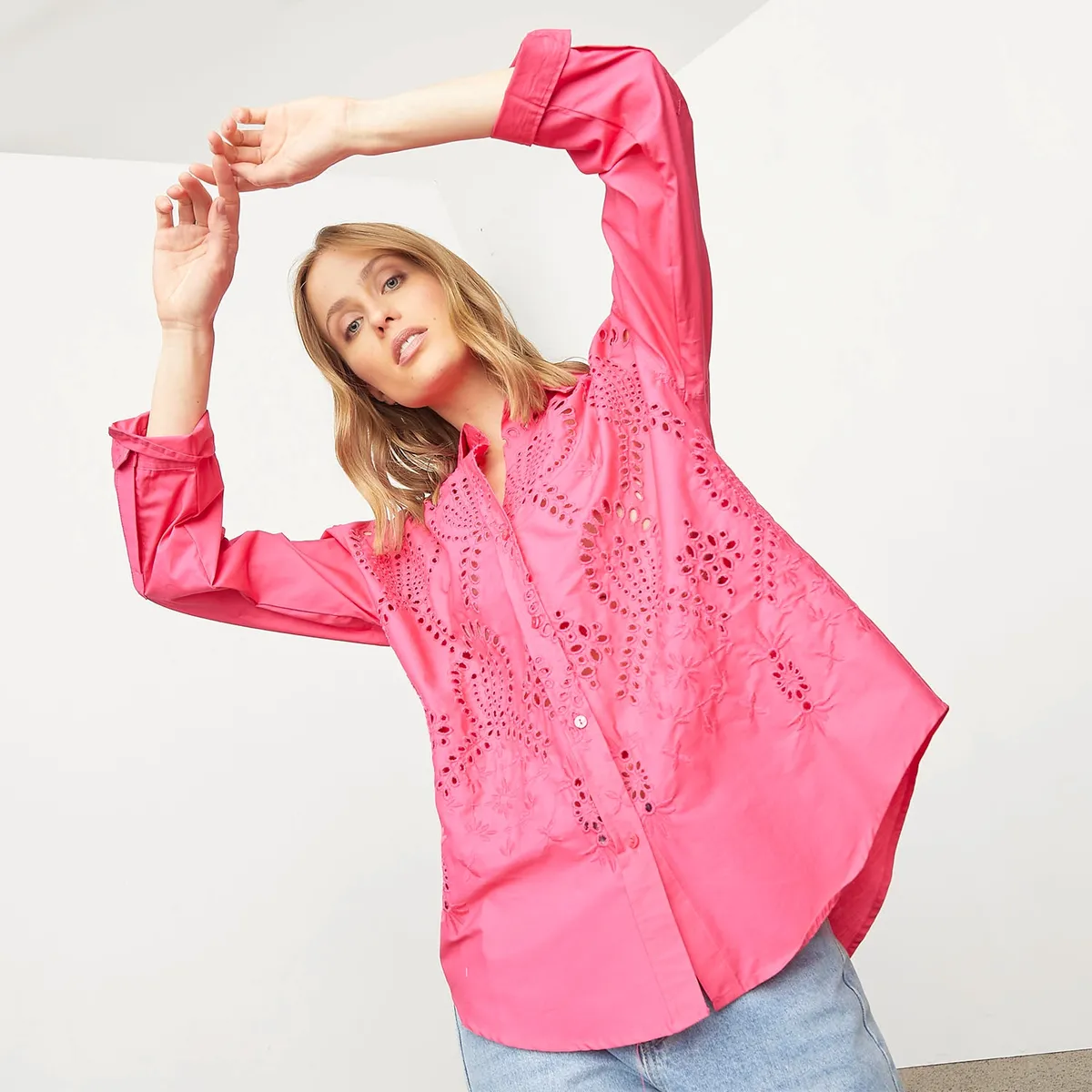 BASEMENT - Blusa Manga Larga Algodón Mujer Basement