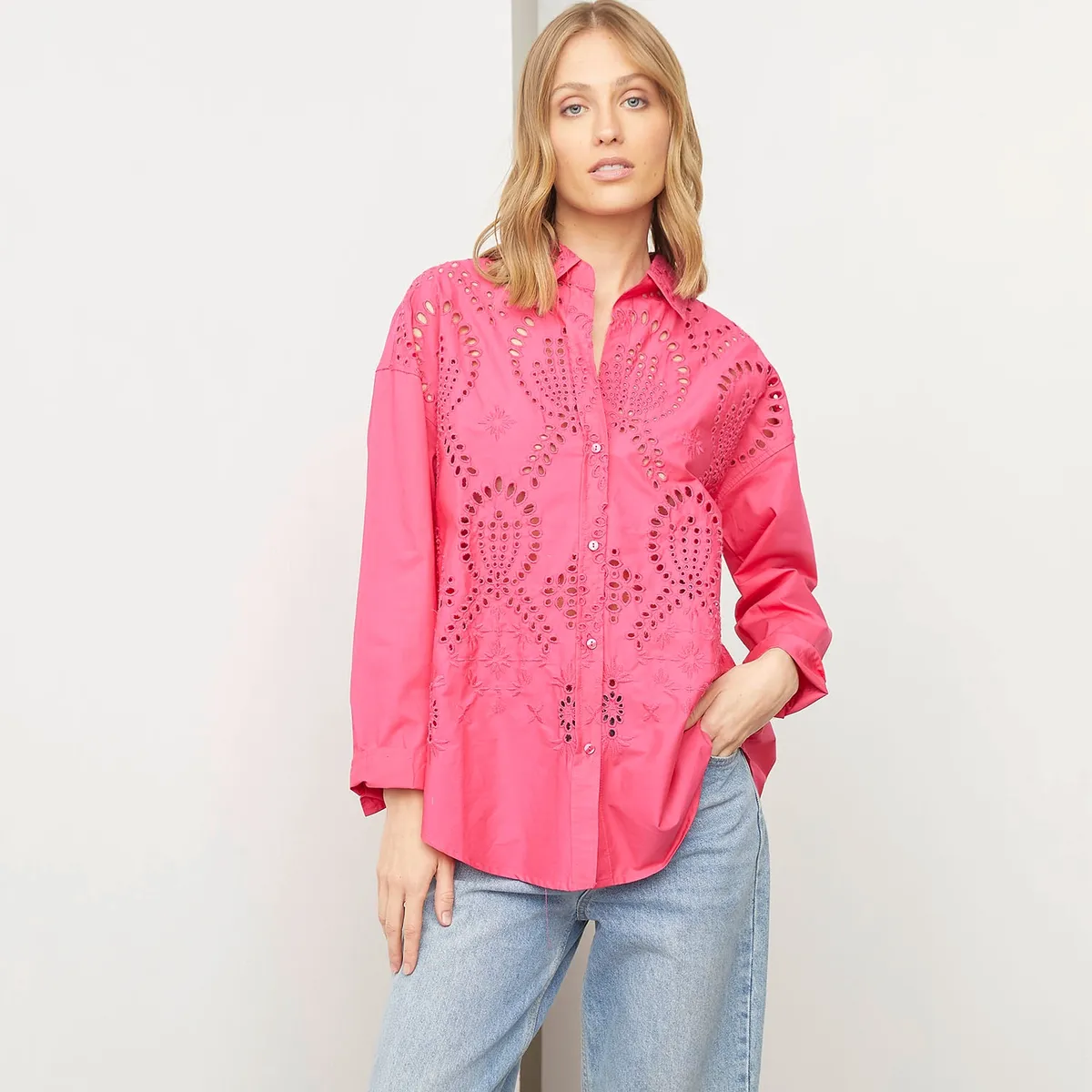 BASEMENT - Blusa Manga Larga Algodón Mujer Basement