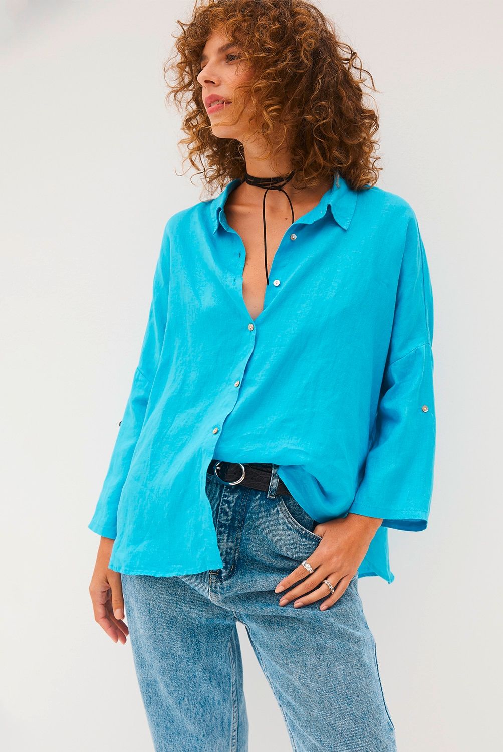 BASEMENT - Blusa Lino Mujer Basement