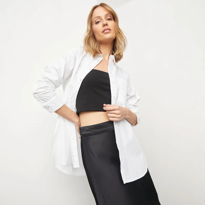 BASEMENT - Blusa Casual Mujer Manga larga Algodón