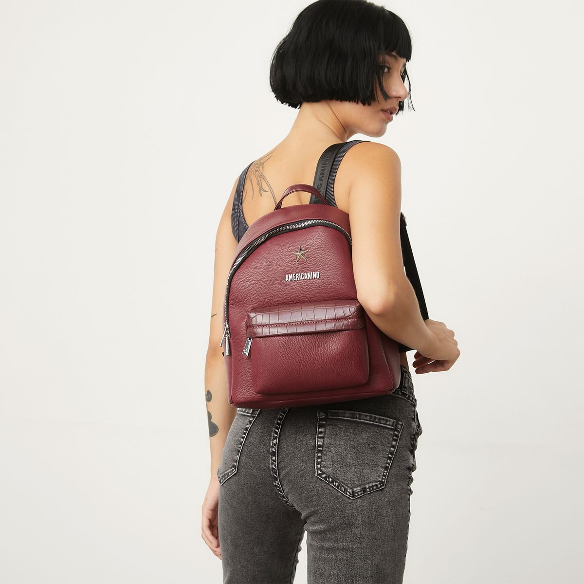 AMERICANINO - Mochila Mujer Negra Americanino