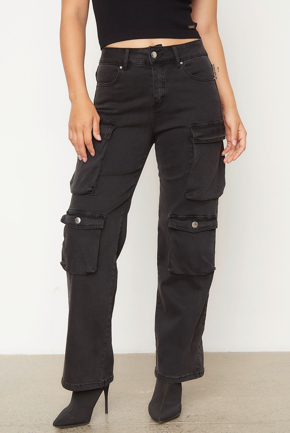 MOSSIMO - Jeans Cargo Tiro Alto Mujer Mossimo
