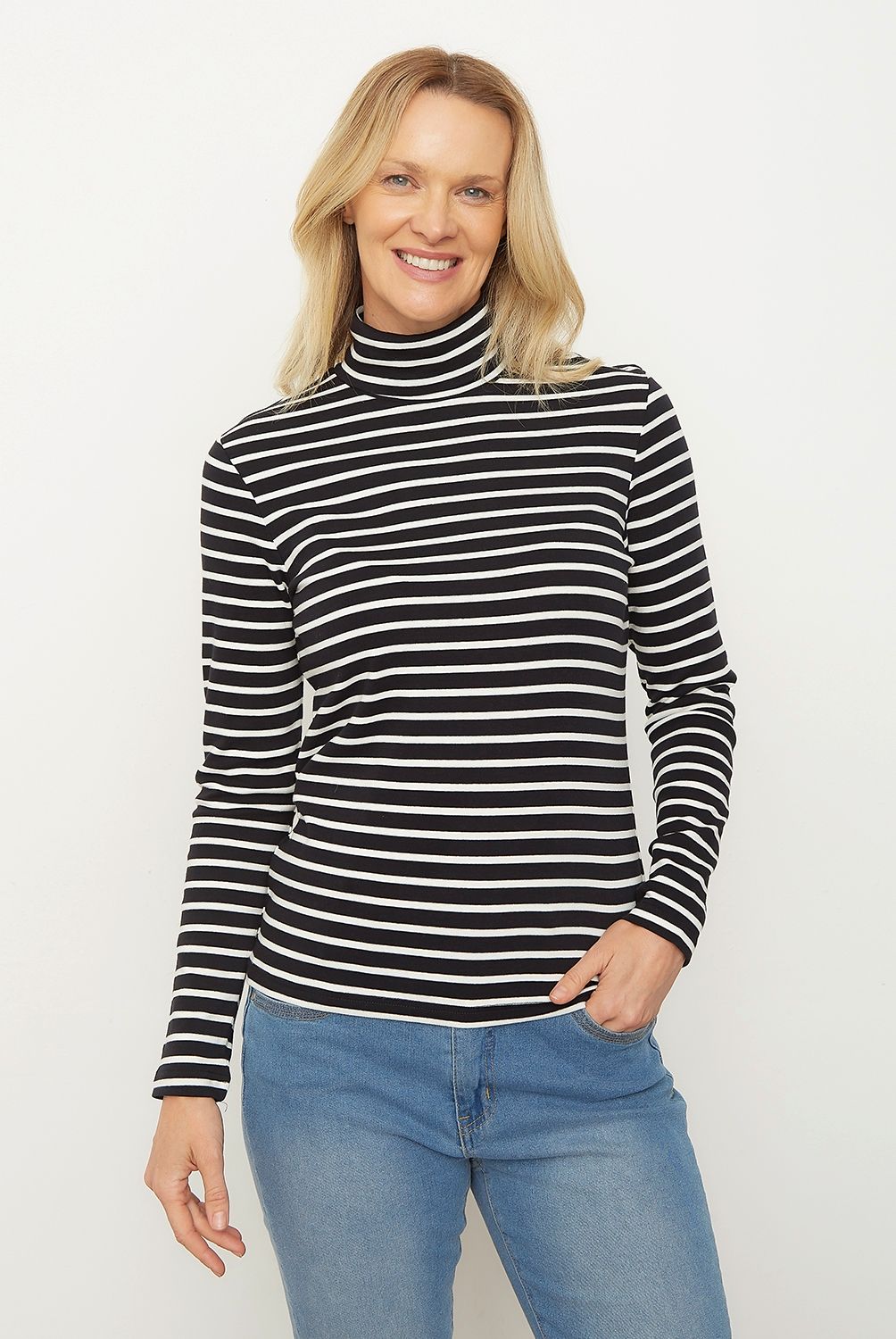 NEWPORT - Polera Básica Cuello Alto Mujer Newport