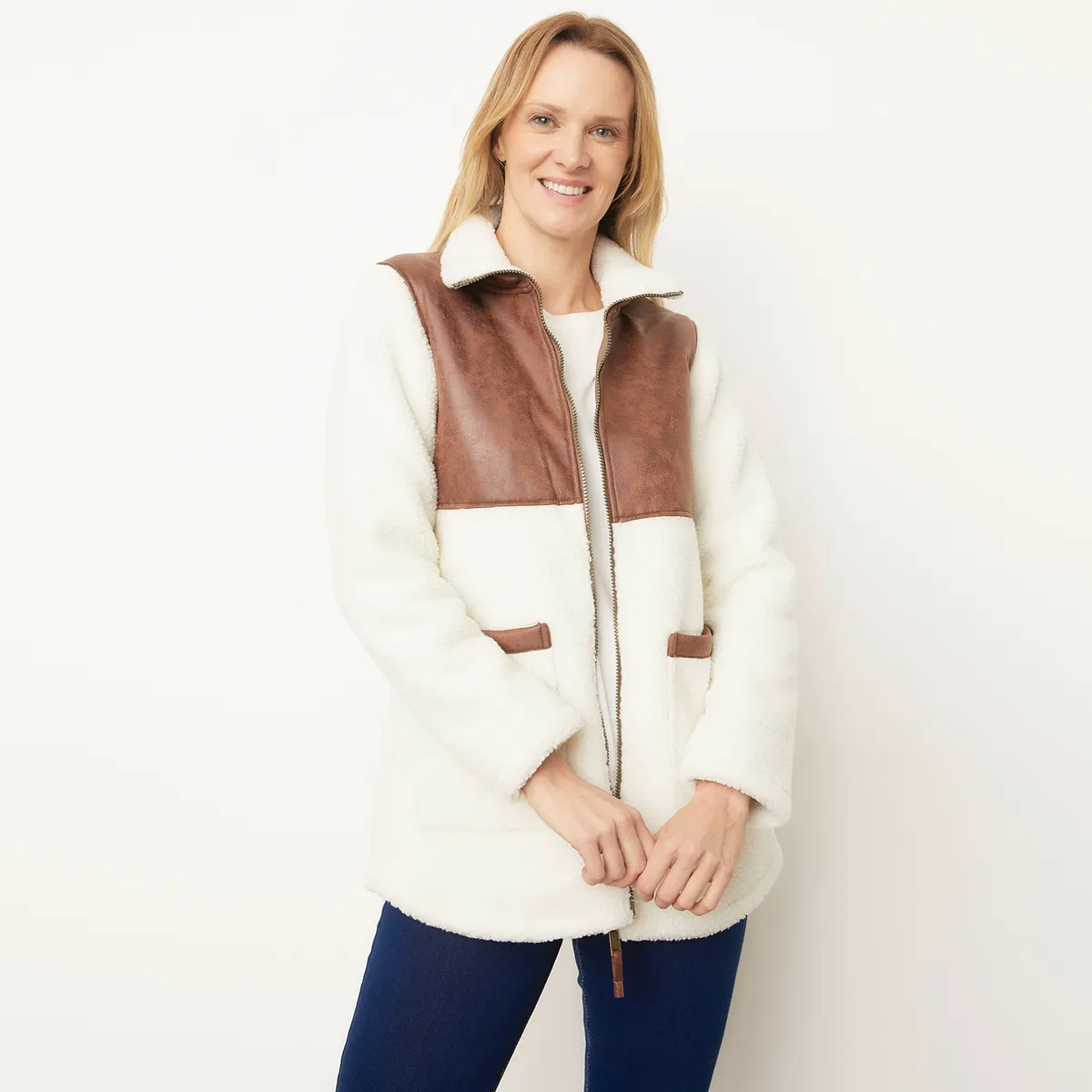 NEWPORT - Chaqueta Chiporro Aplicación Ecocuero Mujer Newport