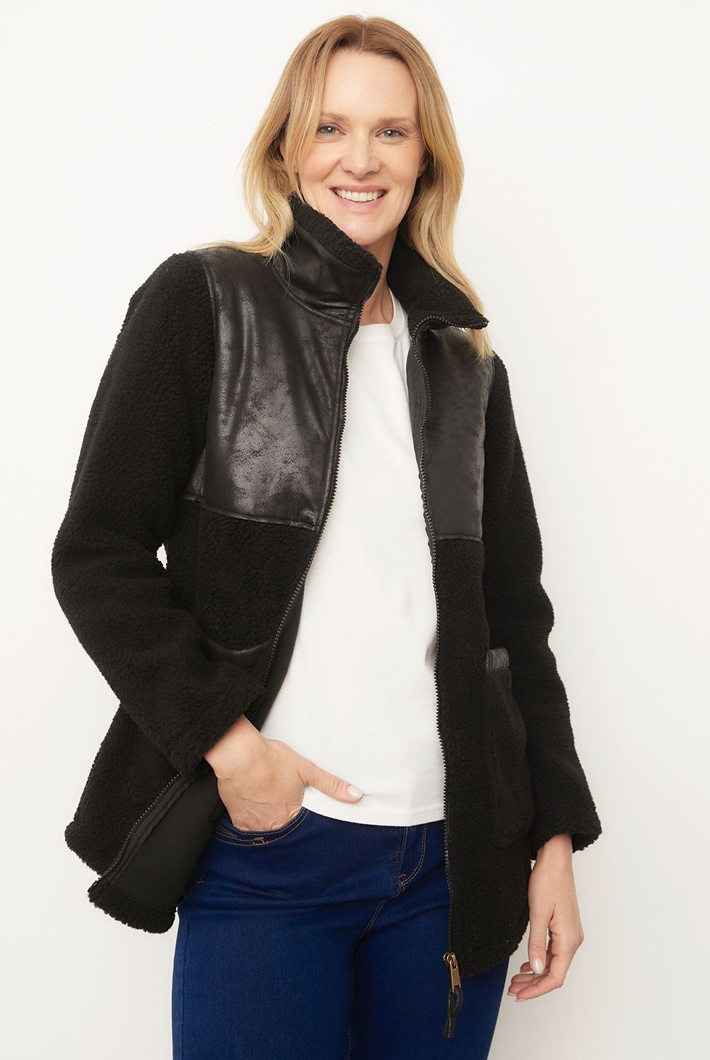 NEWPORT - Chaqueta Chiporro Aplicación Ecocuero Mujer Newport
