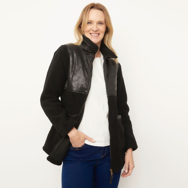 NEWPORT - Chaqueta Chiporro Aplicación Ecocuero Mujer Newport