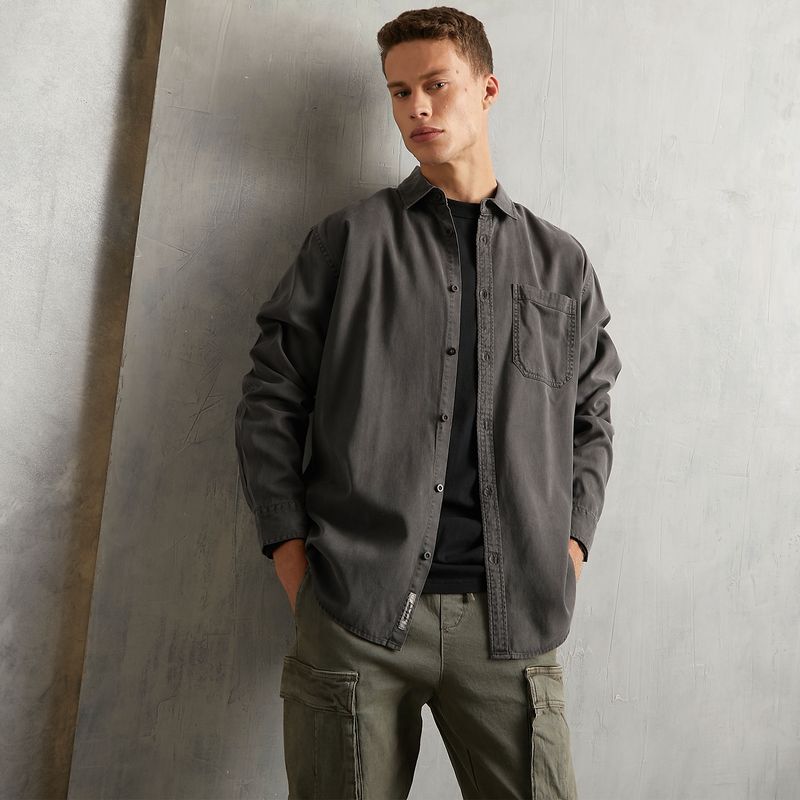 AMERICANINO - Camisa Manga Larga Gabardina Regular Hombre Americanino