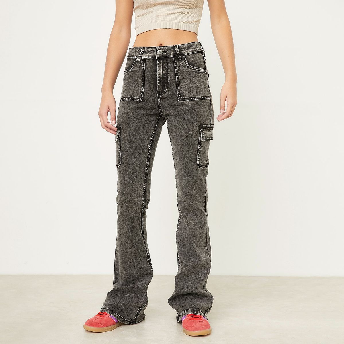 SYBILLA - Jeans Sybilla Flare Tiro Medio Mujer Algodón