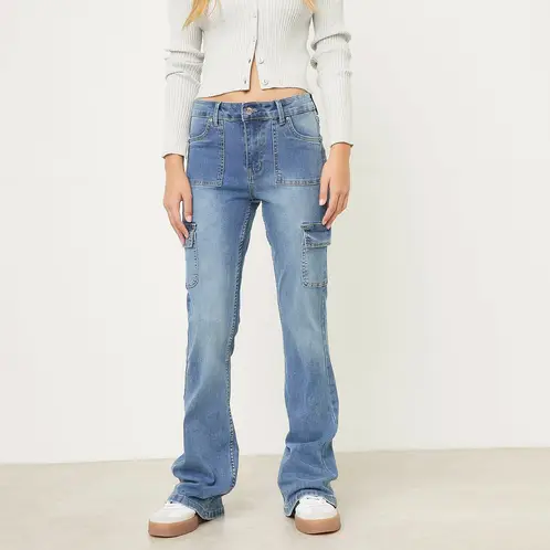 SYBILLA - Jeans Flare Tiro Medio Mujer Algodón
