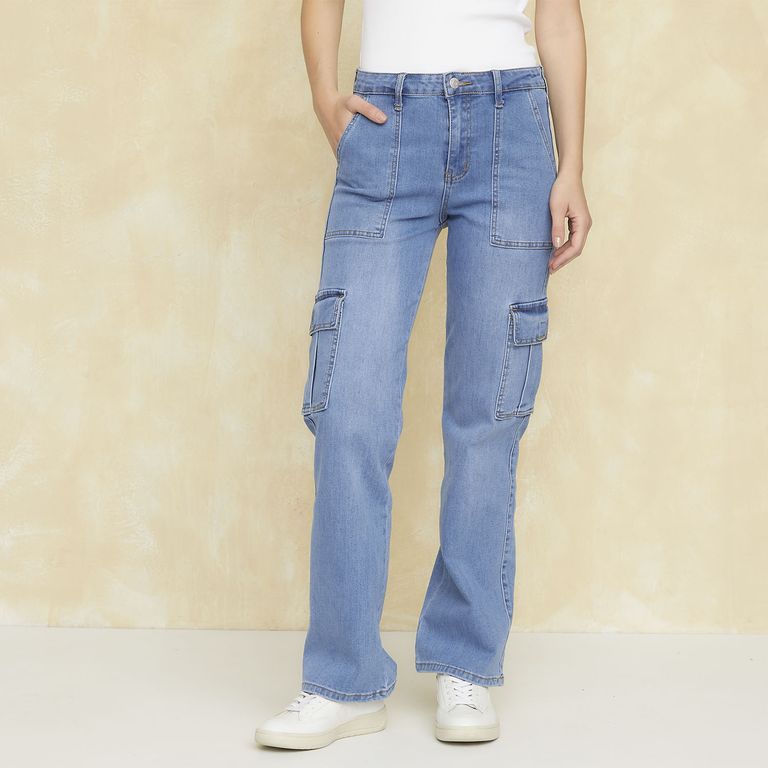 Pantalón Cargo Tiro Alto Mujer Algodón