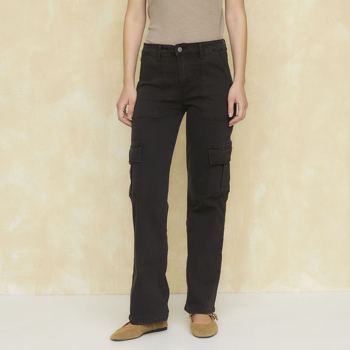 UNIVERSITY CLUB - Pantalón Cargo Tiro Alto Mujer University Club Algodón