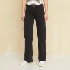 UNIVERSITY CLUB - Pantalón Cargo Tiro Alto Mujer Algodón