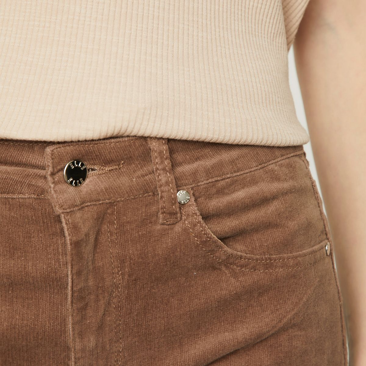 ELLE - Pantalón Straight Tiro Alto Mujer Elle