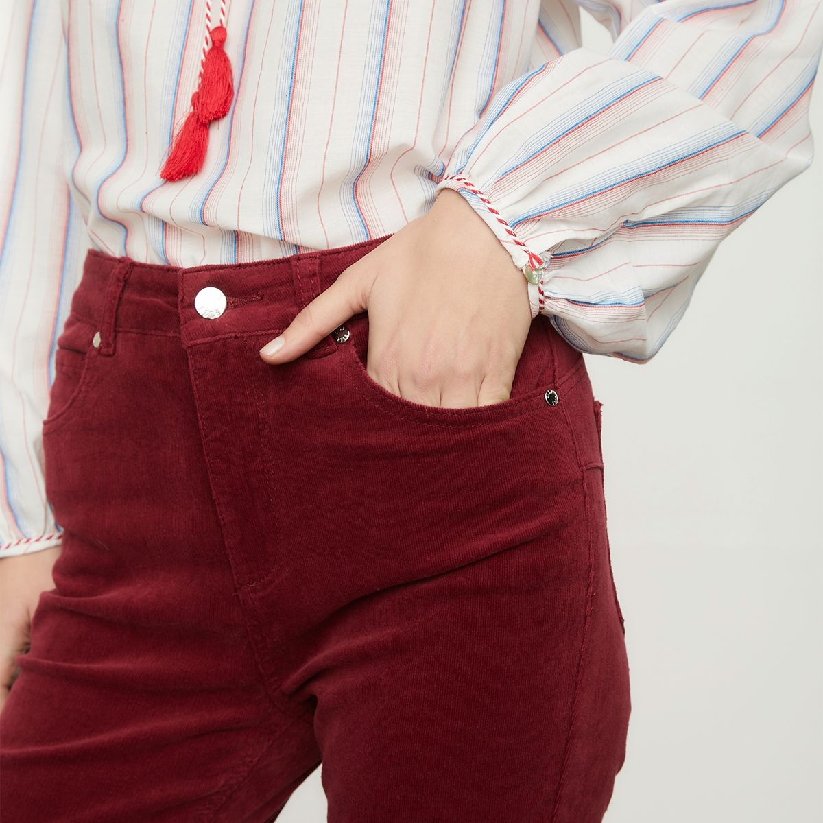 ELLE - Pantalón Straight Tiro Alto Mujer Elle