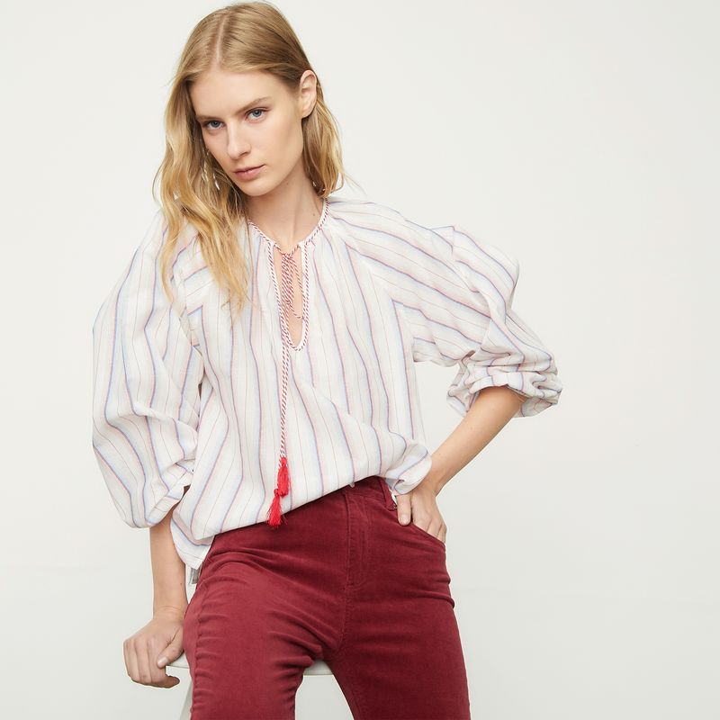 ELLE - Blusa Manga Larga Algodón Mujer Elle
