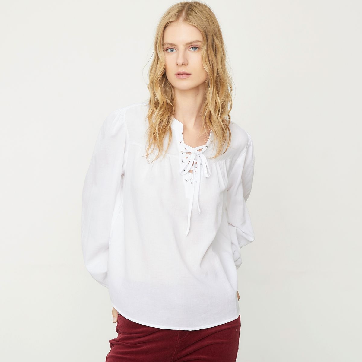 ELLE - Blusa Manga Larga Algodón Mujer Elle