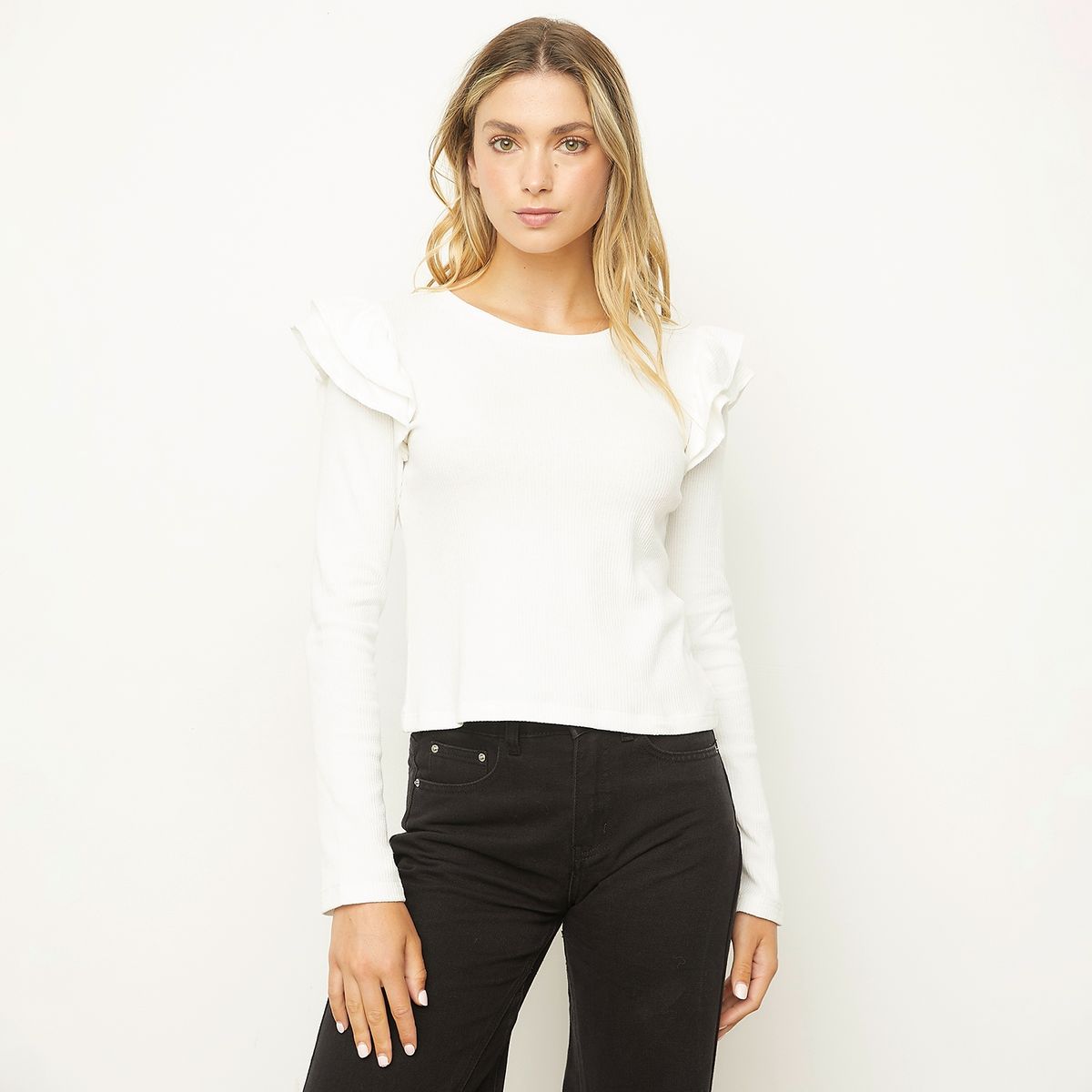 SYBILLA - Polera Manga Larga Algodón Mujer Sybilla