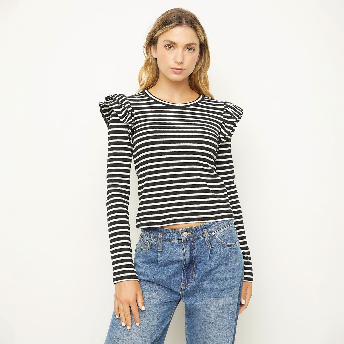 SYBILLA - Polera Manga Larga Algodón Mujer Sybilla