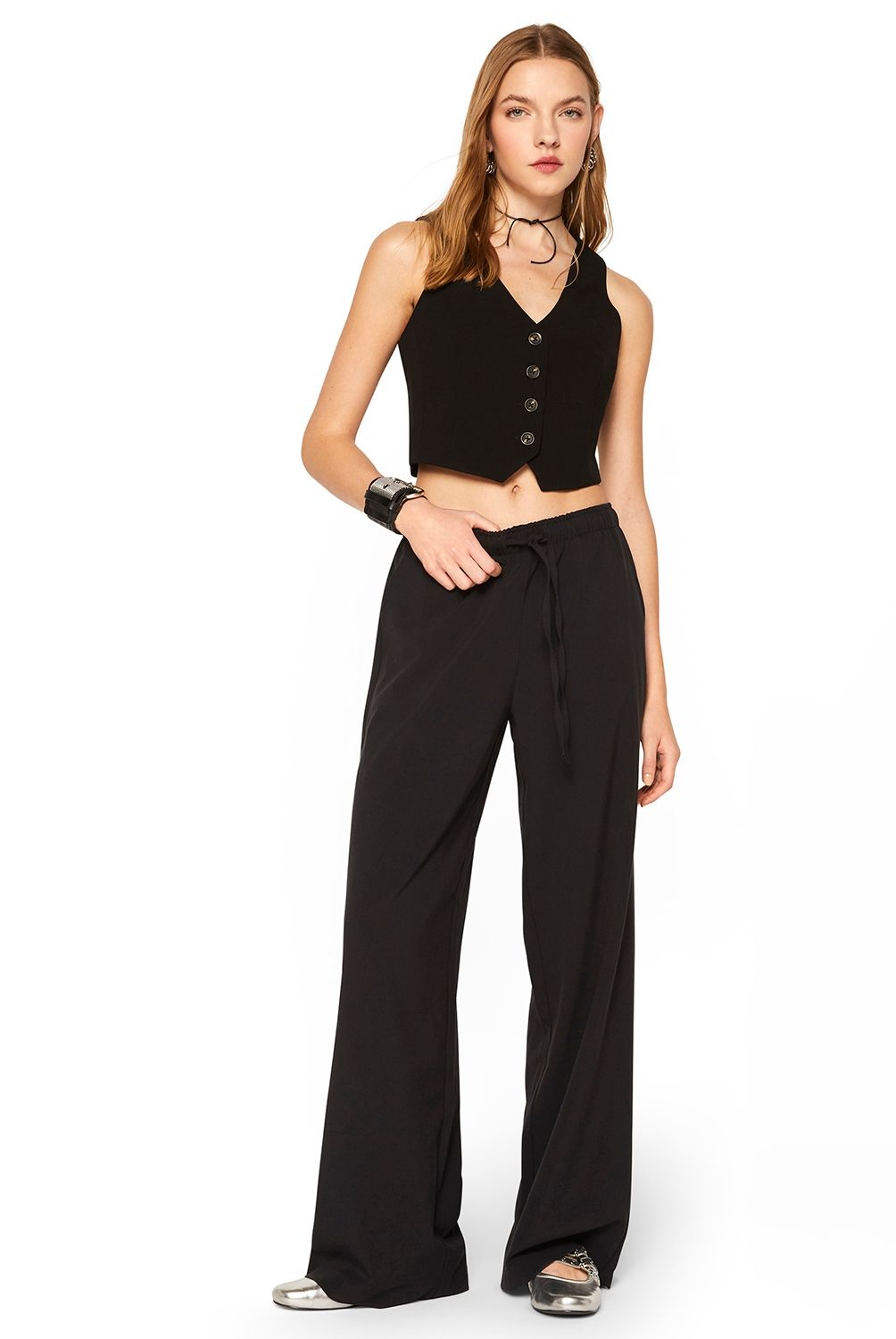 SYBILLA - Pantalón Pijama Wide Leg Tiro Alto Sybilla Mujer
