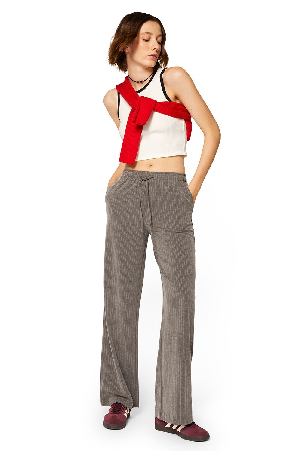 SYBILLA - Pantalón Pijamero Wide Leg Tiro Alto Mujer Sybilla