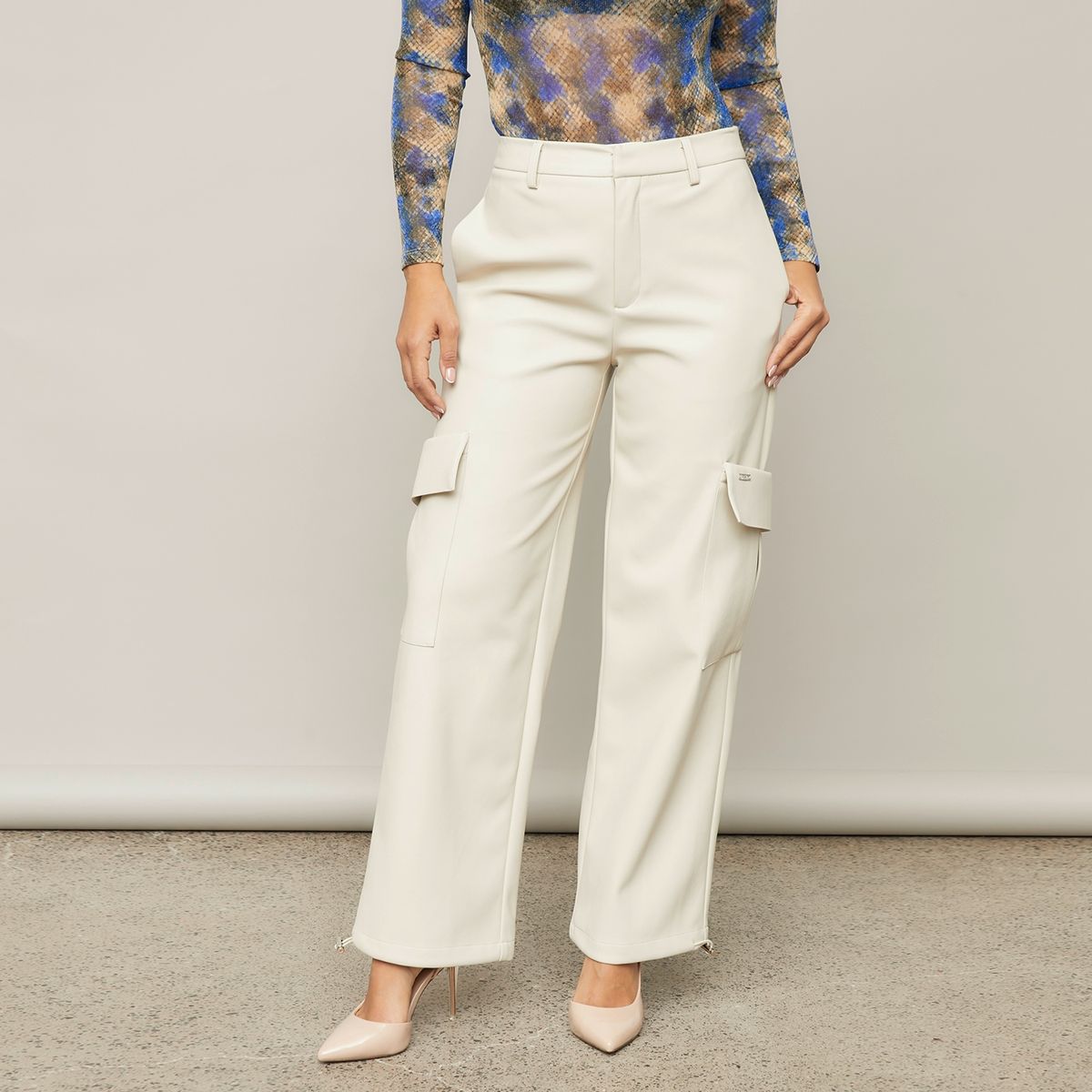 MOSSIMO - Pantalón Cargo Tiro Medio Mujer Mossimo