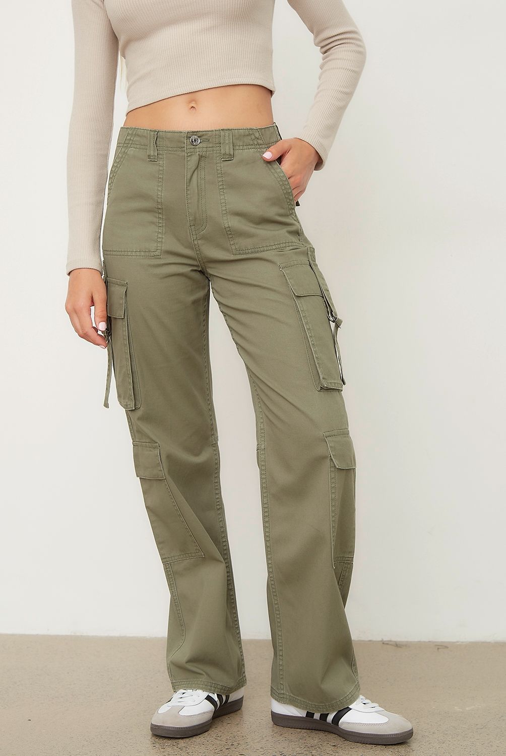 SYBILLA - Jeans Cargo Tiro Medio Mujer Sybilla