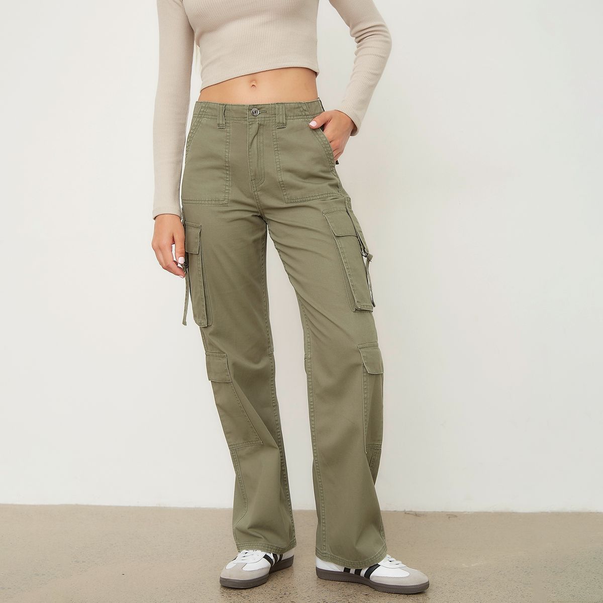 SYBILLA - Jeans Cargo Tiro Medio Mujer Sybilla