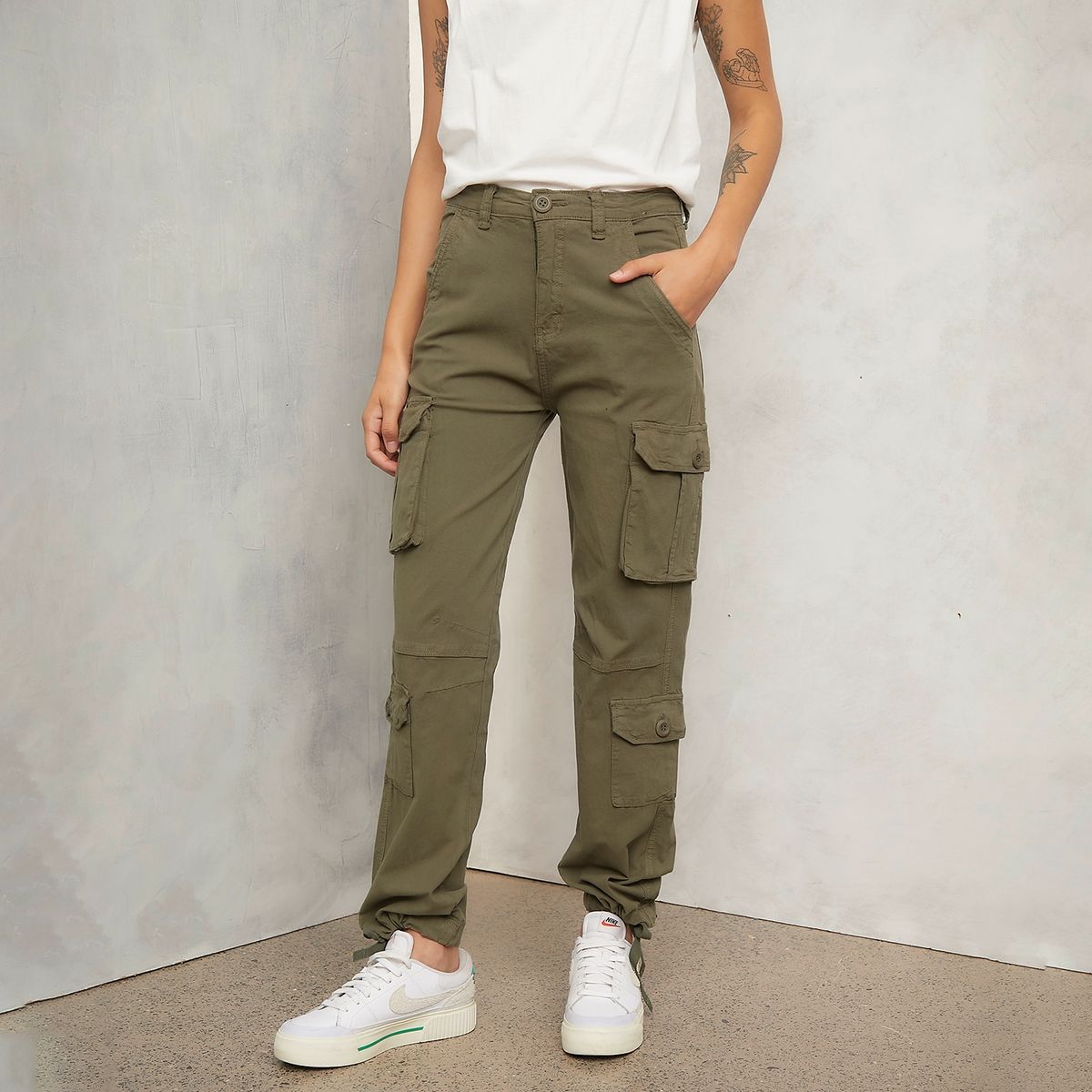 AMERICANINO - Pantalón Cargo Tiro Alto Mujer Americanino