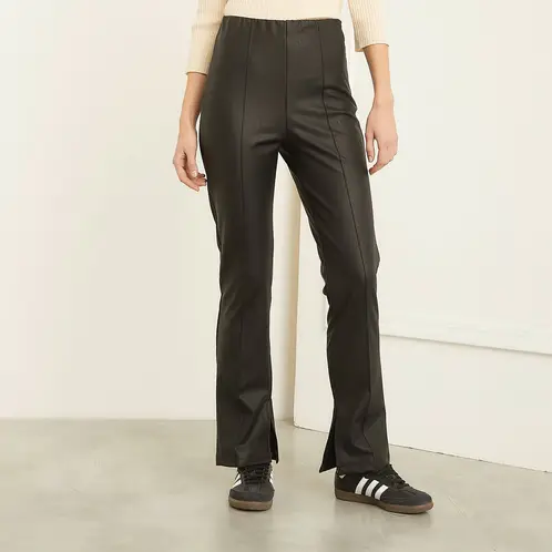 BASEMENT - Pantalón Palazzo Medio Mujer Ecocuero