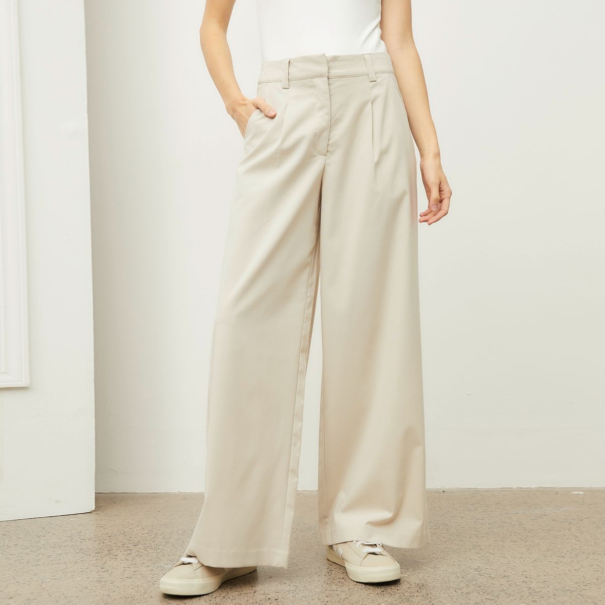 BASEMENT - Pantalón Palazzo Tiro Alto Mujer Basement