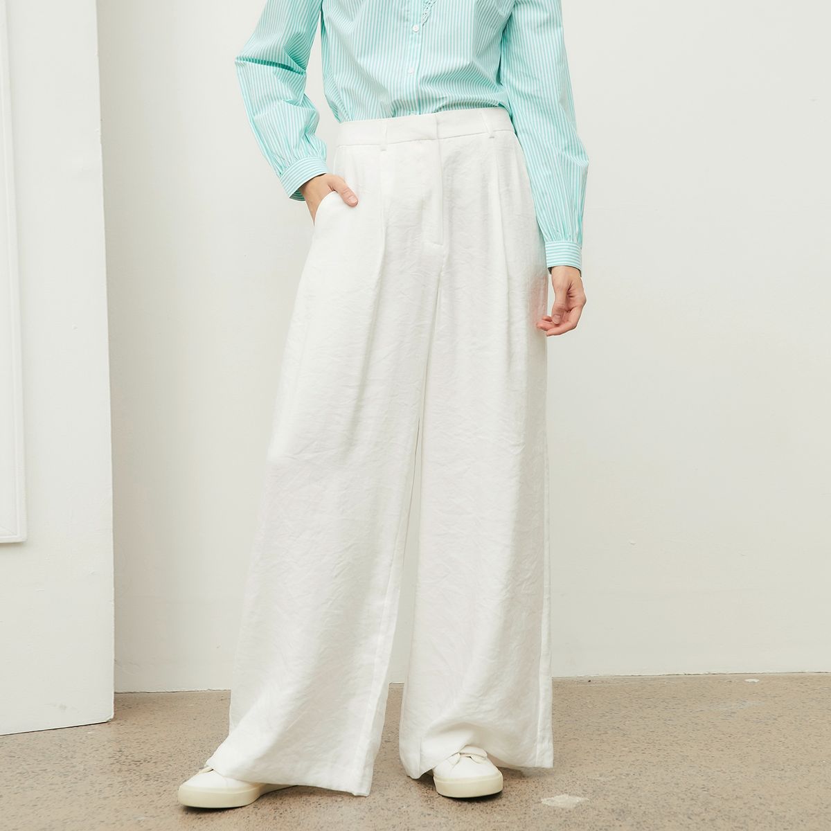 BASEMENT - Pantalón Palazzo Tiro Medio Mujer Basement