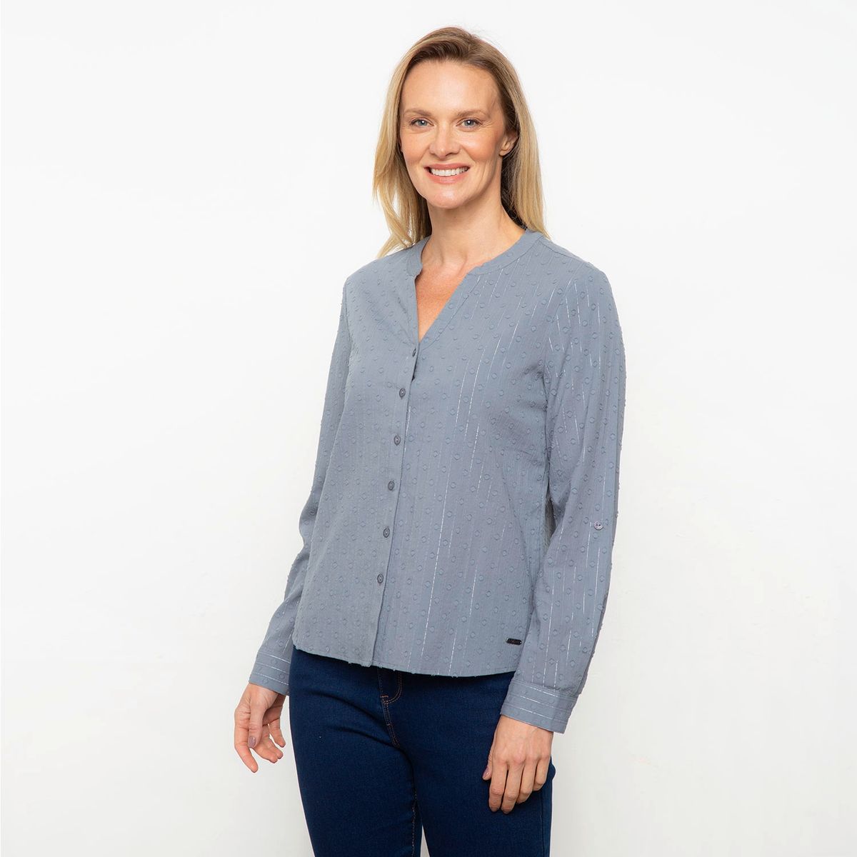 NEWPORT - Blusa Manga Larga Algodón Mujer Newport