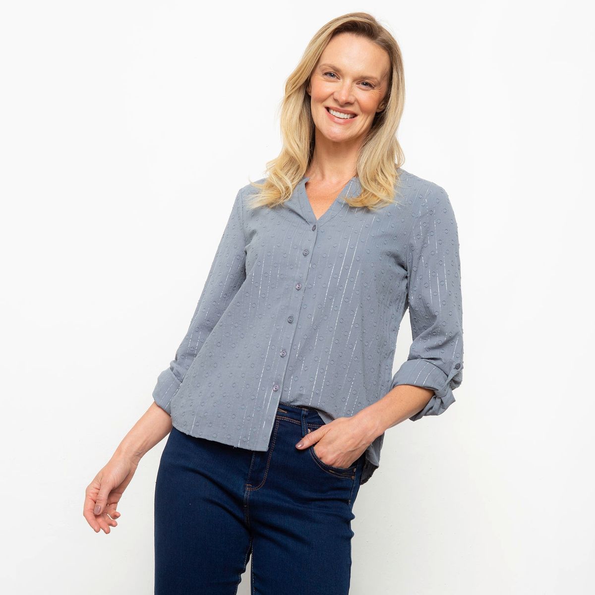 NEWPORT - Blusa Manga Larga Algodón Mujer Newport