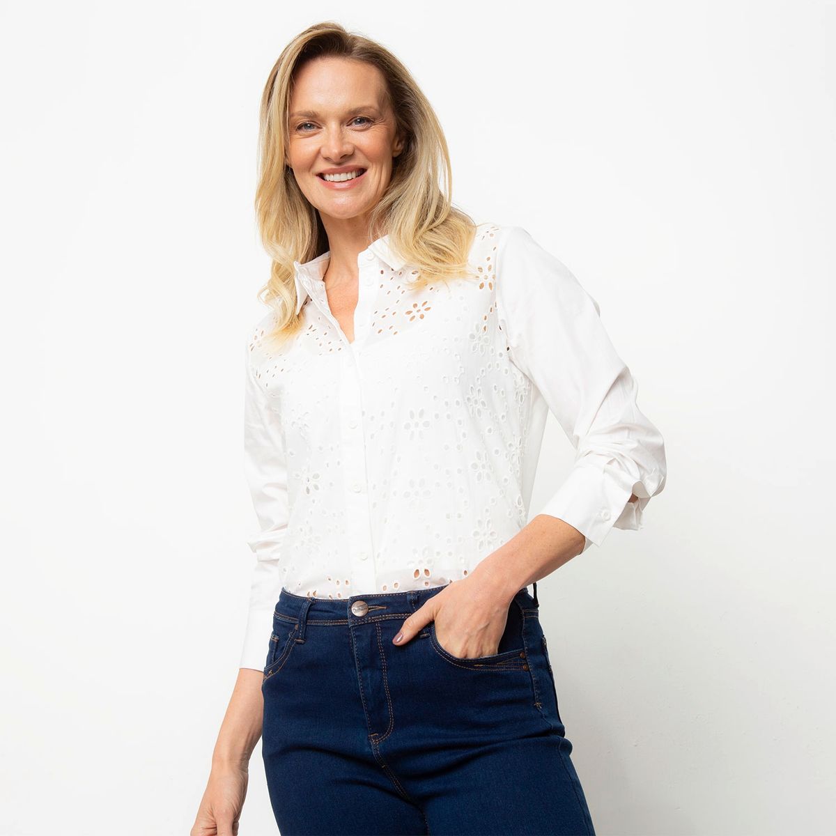 NEWPORT - Blusa Manga Larga Algodón Mujer Newport