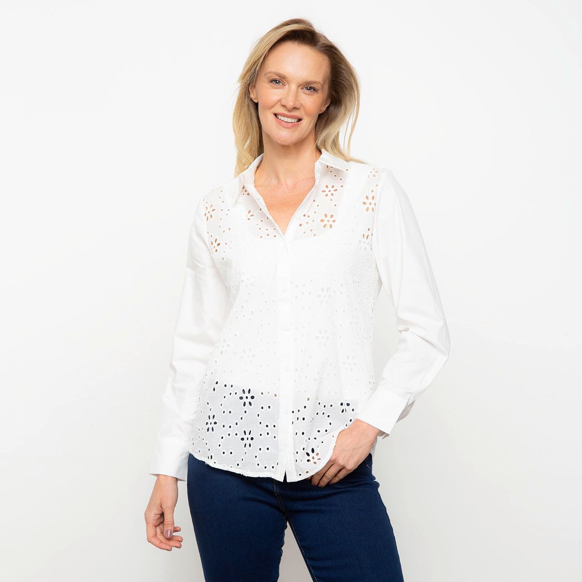 NEWPORT - Blusa Manga Larga Algodón Mujer Newport