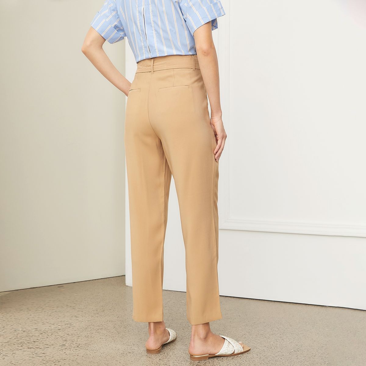 BASEMENT - Pantalón Straight Tiro Alto Mujer Basement