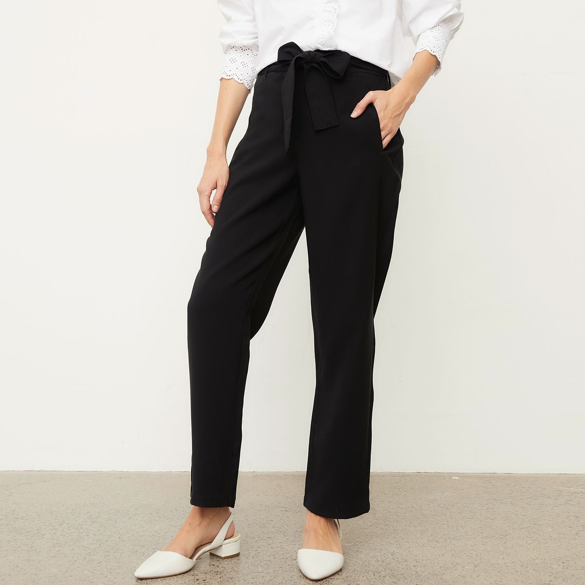 BASEMENT - Pantalón Straight Tiro Alto Mujer Basement