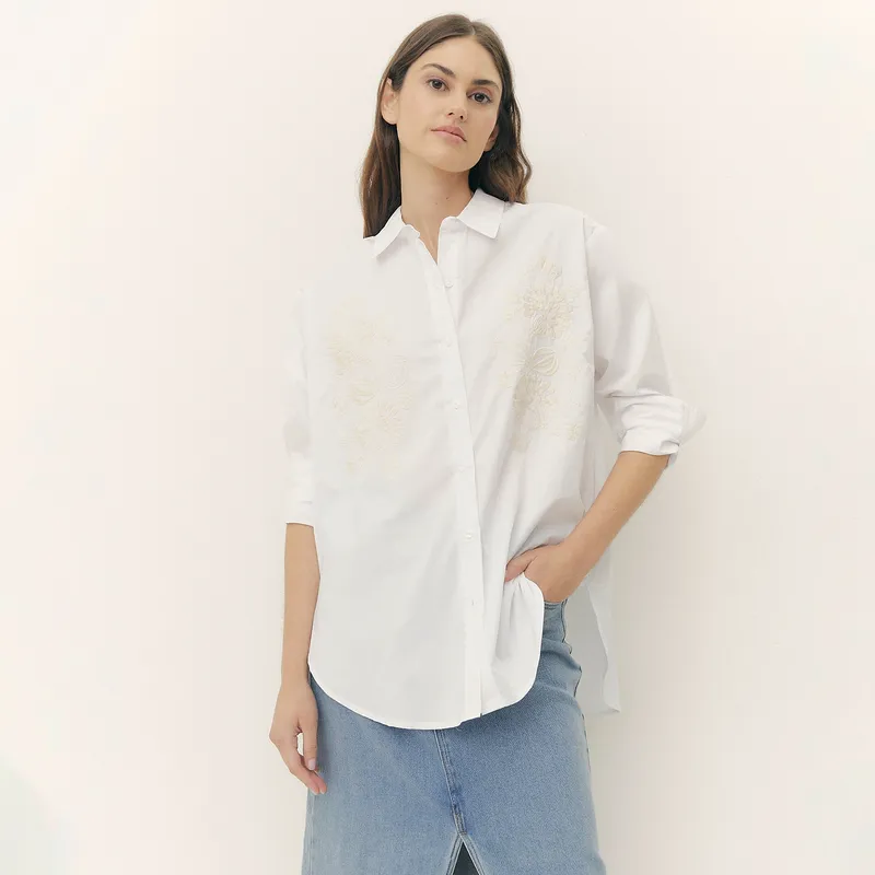BASEMENT - Blusa Manga Larga Algodón Mujer Basement