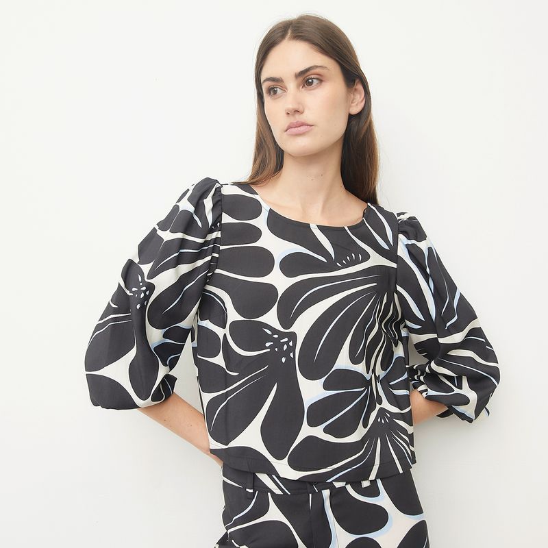 BASEMENT - Blusa Cropped Estampada Mujer Basement