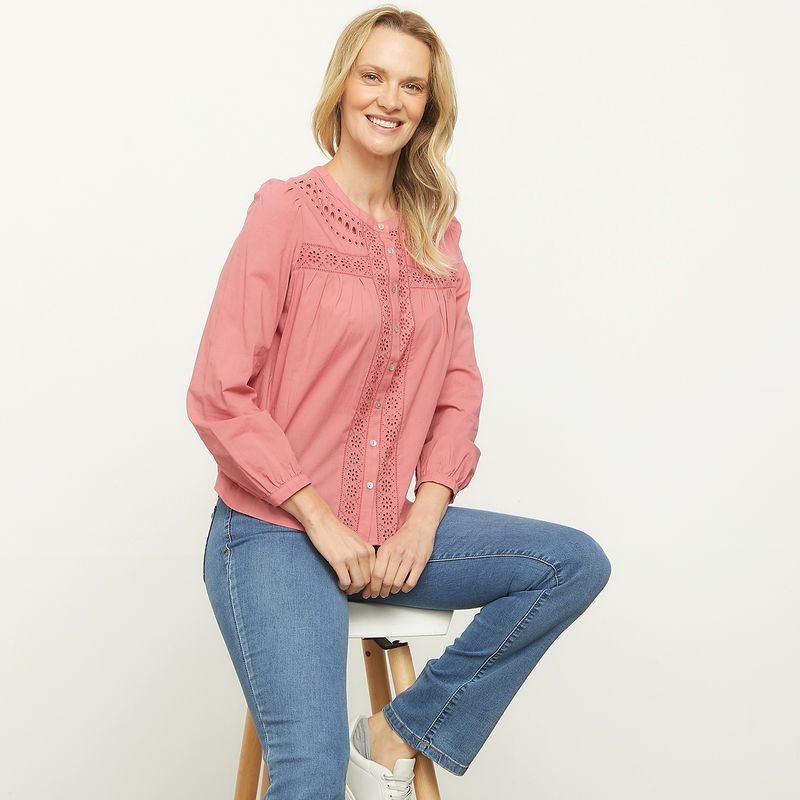 NEWPORT - Blusa Manga Larga Algodón Mujer Newport