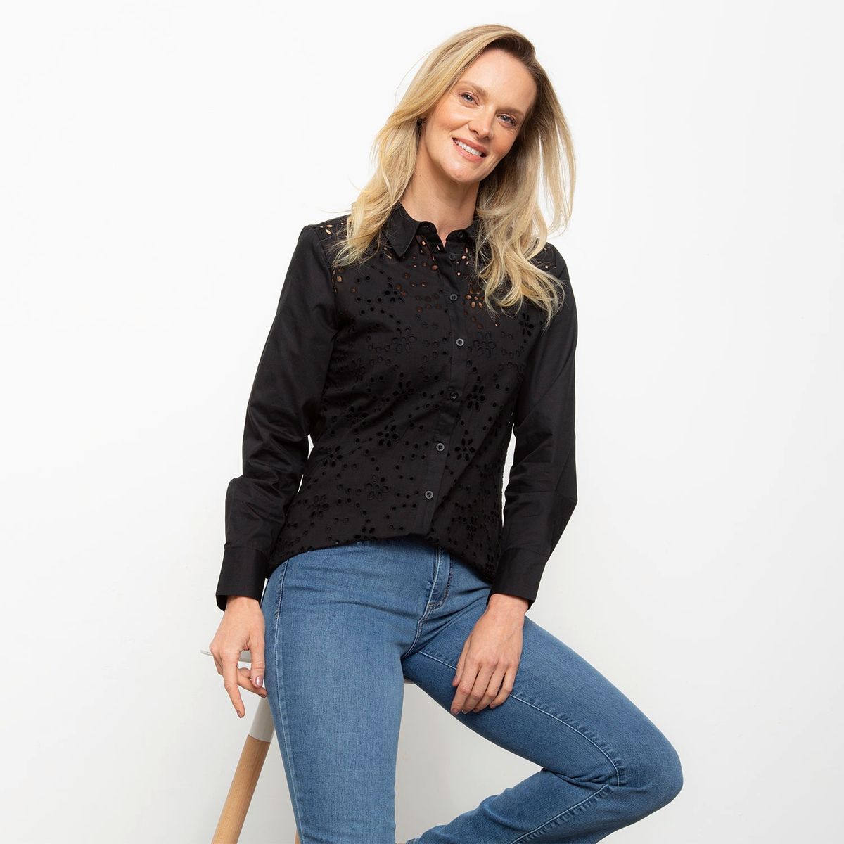 NEWPORT - Blusa Manga Larga Algodón Mujer Newport