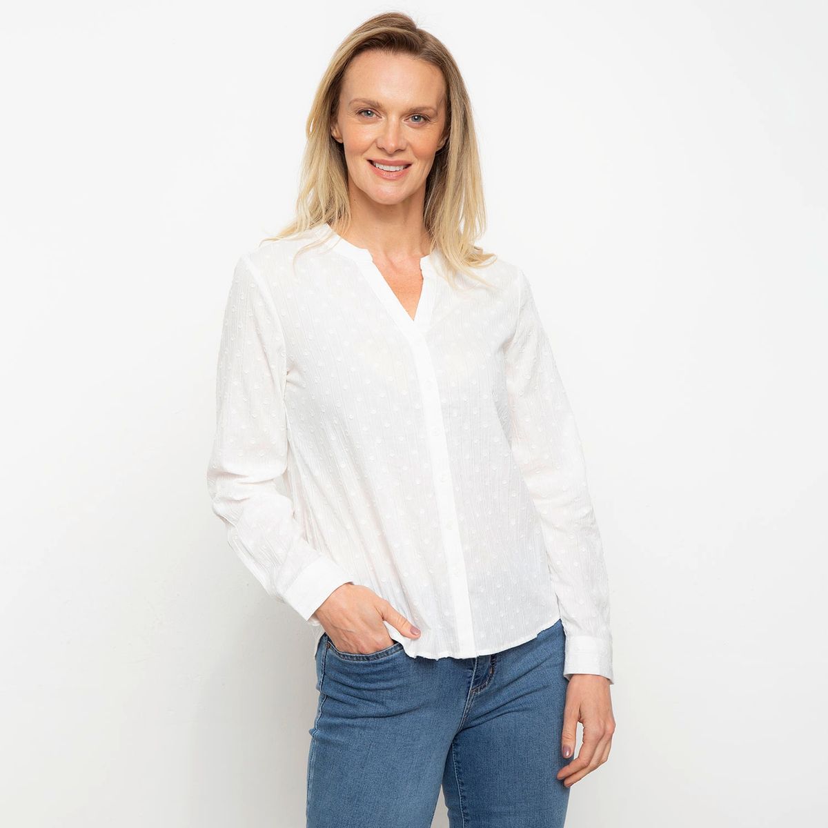 NEWPORT - Blusa Manga Larga Algodón Mujer Newport