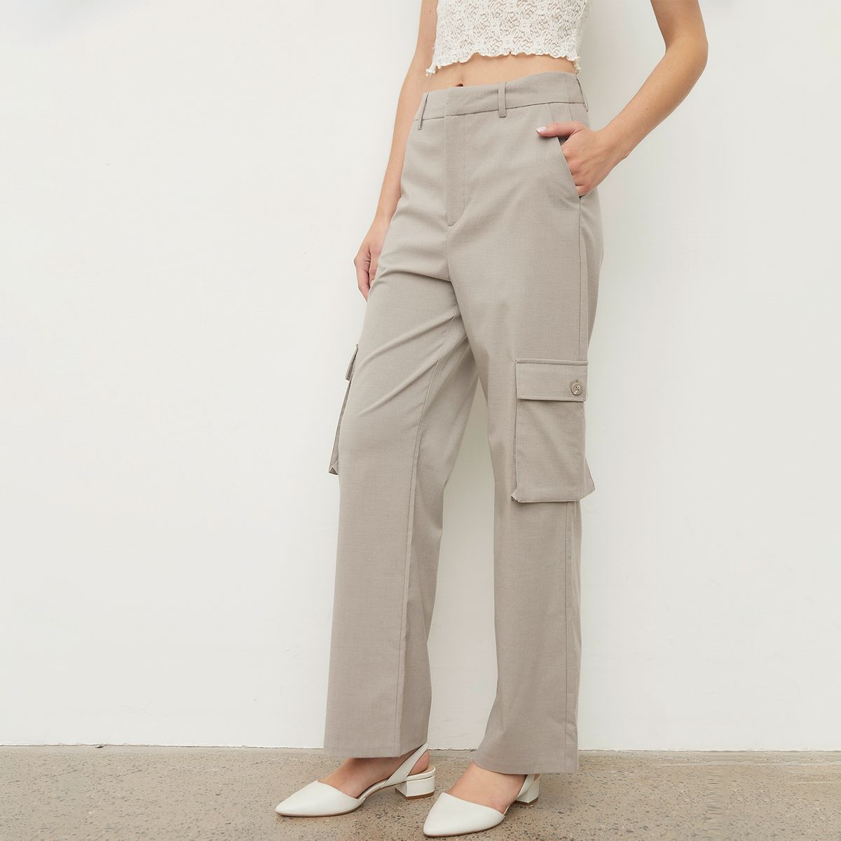 BASEMENT - Pantalón Cargo Tiro Medio Mujer Basement