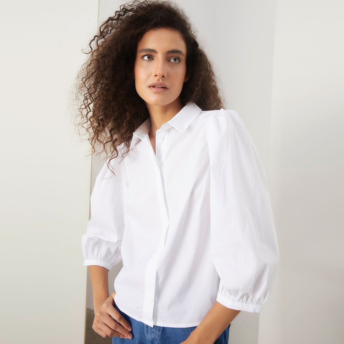 BASEMENT - Blusa Casual Mujer Manga larga Algodón