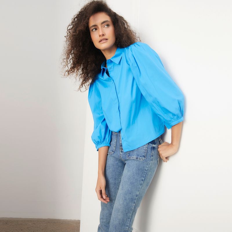BASEMENT - Blusa Casual Mujer Manga larga Algodón